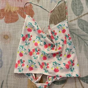 Zara Pink and Green Floral Top